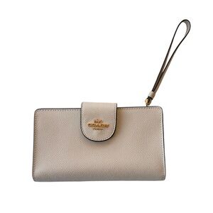 COACH Wristlet Phone Wallet in Ivory Leather